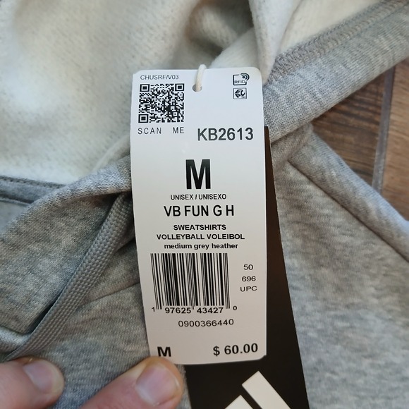 Adidas Hoodie Womens Medium Grey Digging Co. Volleyball Graphic Sweatshirt - Picture 5 of 10